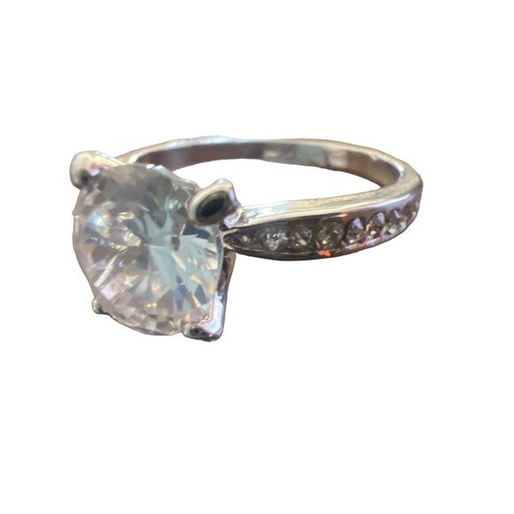 Sparkly 1 carat Engagement Ring Platinum White Gold Silver Tone Prong Set SZ 9.7 - Picture 15 of 15